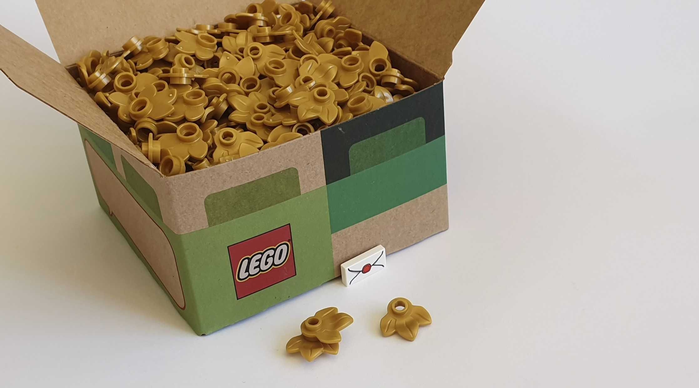 Pudełko klocków, 700 szt klocek roślina, złoty liść 1x1, LEGO 32607