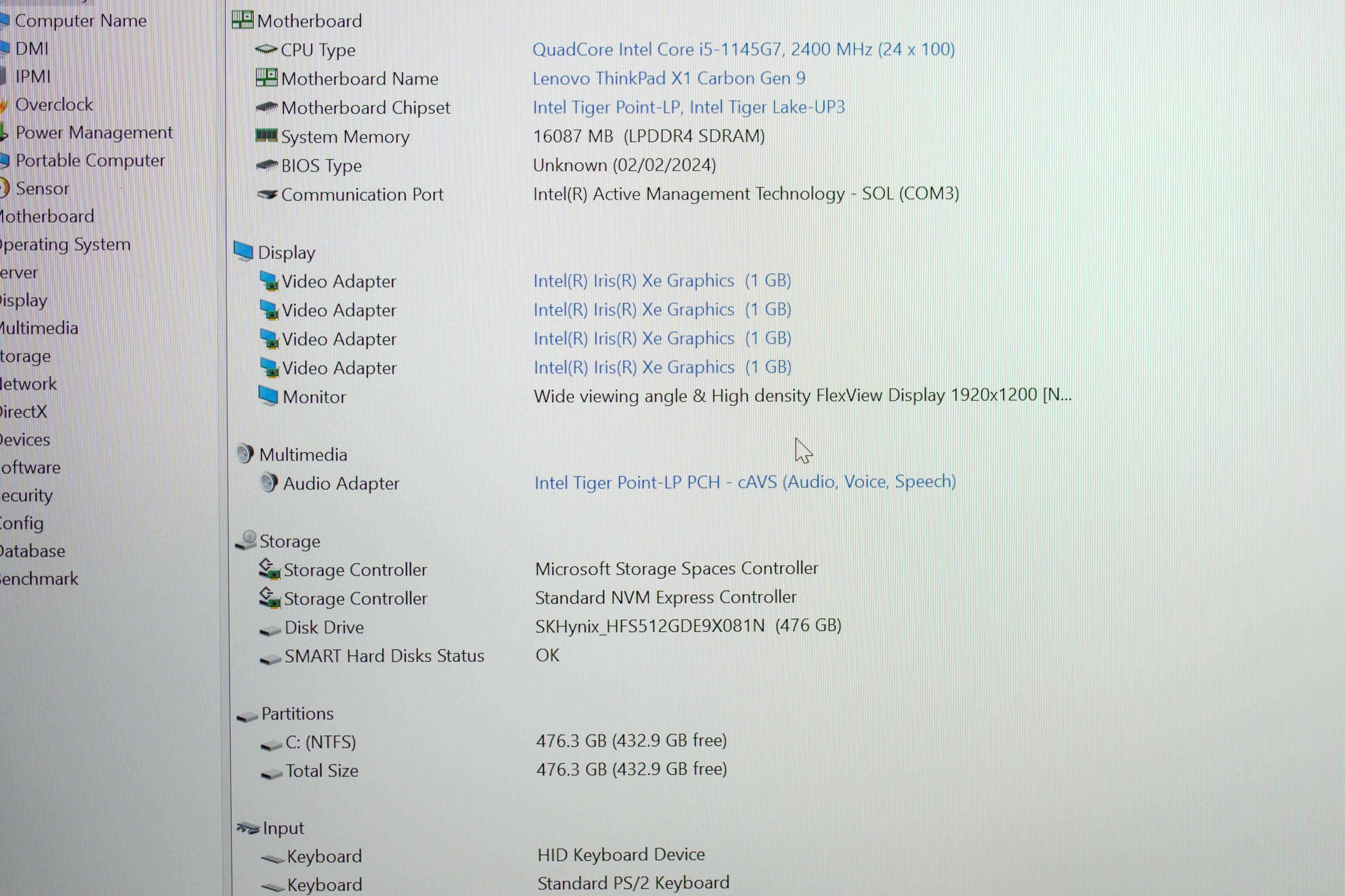 Lenovo ThinkPad X1 Carbon 9 i5-1145G7 16RAM 512SSD FHD+ IPS 14”
