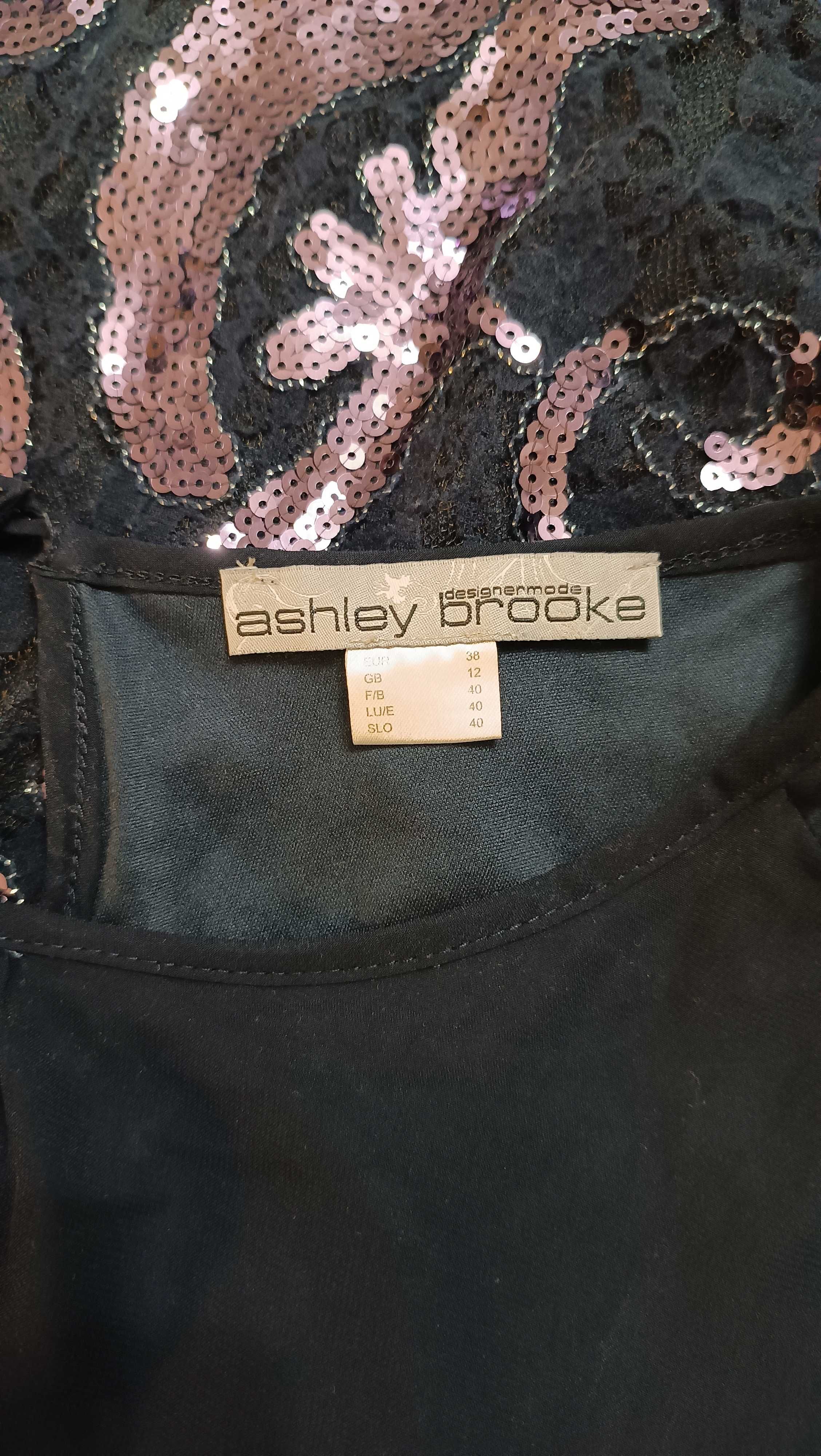 Efektowna granatowa wizytowa sukienka 38 Ashley Brooke