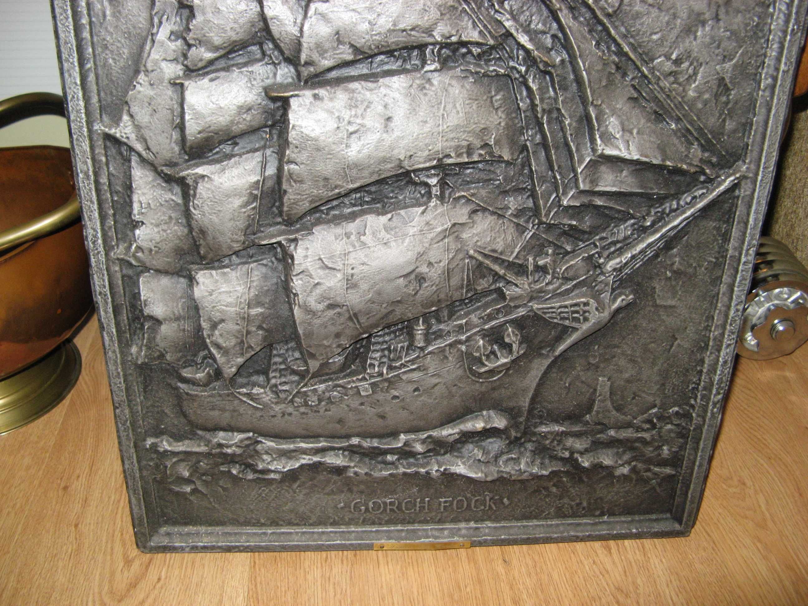 Odlew żeliwny, żaglowiec GORCH FOCK, piękny, b.masywny, idealny.