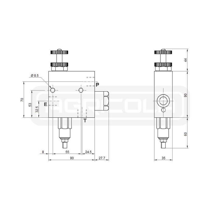 Zawór regulator przepływu RFP3 VMP 1/2 80l/min 350bar