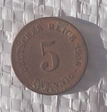 5 pfennig 1908 rok.