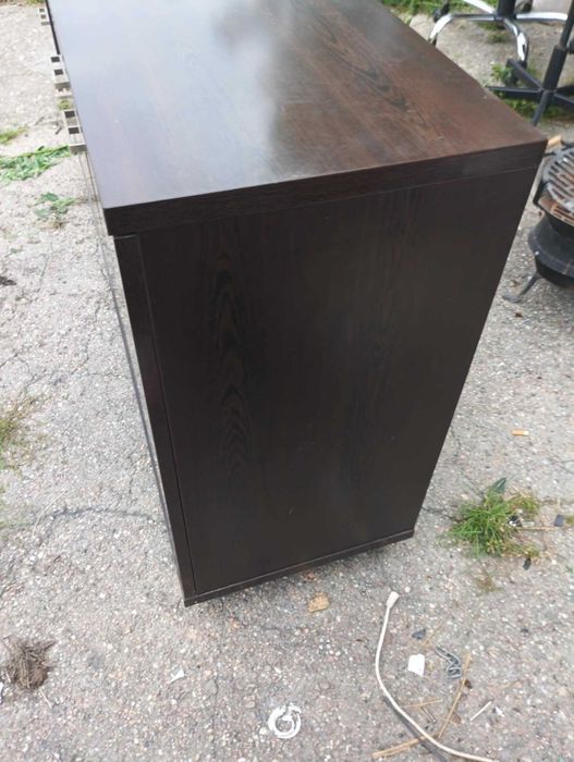 Komoda z szufladami ciemny brąz połysk 163x42x80