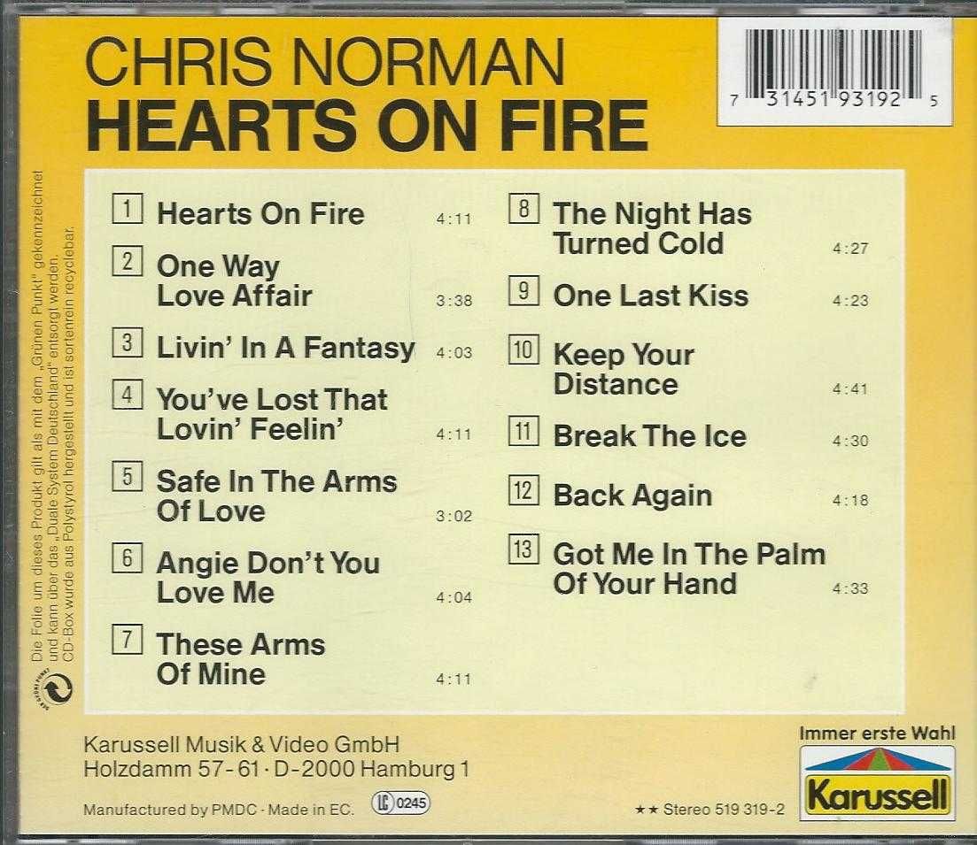 CD Chris Norman - Hearts On Fire (1989) (Karussell)