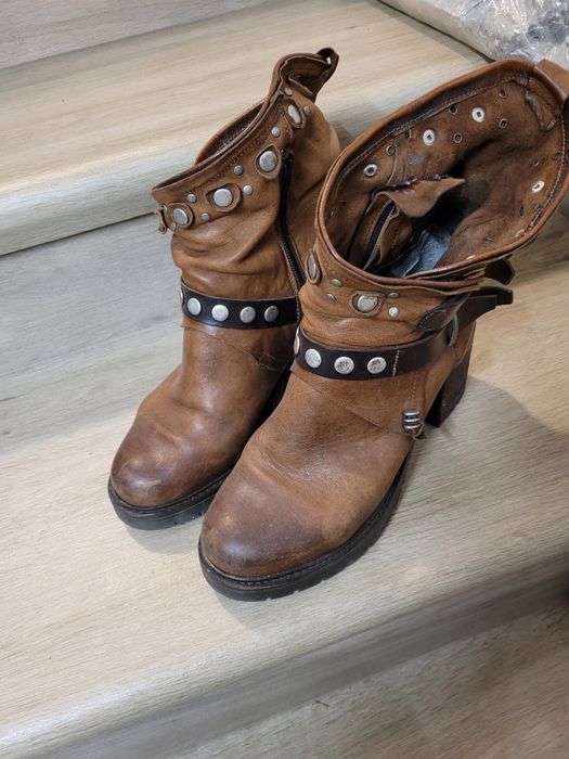 Botki brązowe naturalna skóra venezia 37