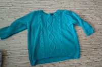 Голубой вязаный свитер 48-50