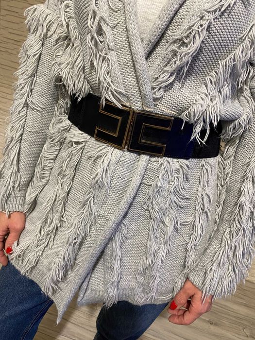 Andżela kardigan frędzle boho sweterek szary Uni