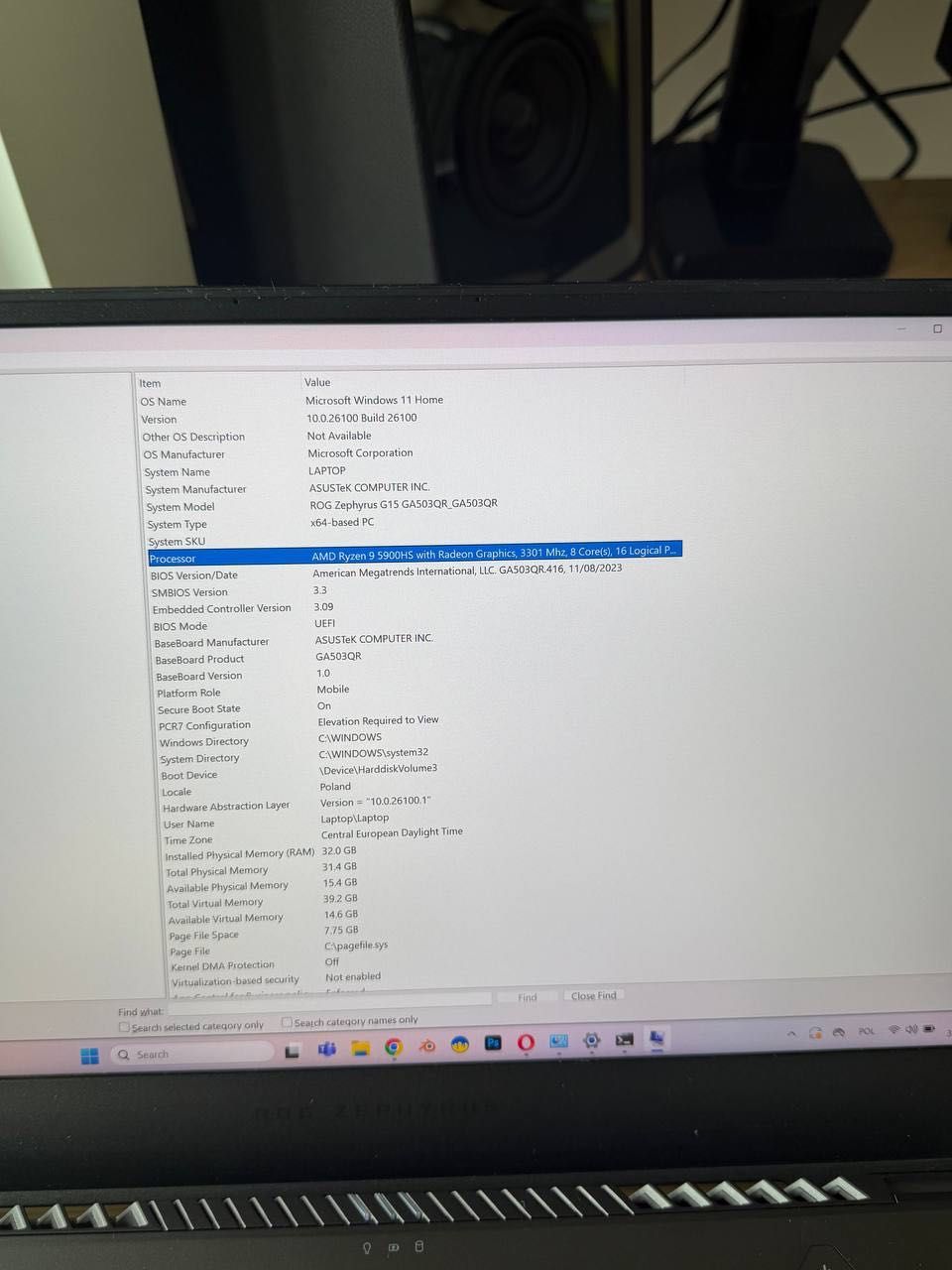Asus ROG Zephyrus GA503Q - Ryzen 9, 1 TB, Nvidia RTX 3070