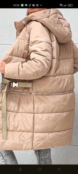 Kurtka długa pikowana jasny beż M