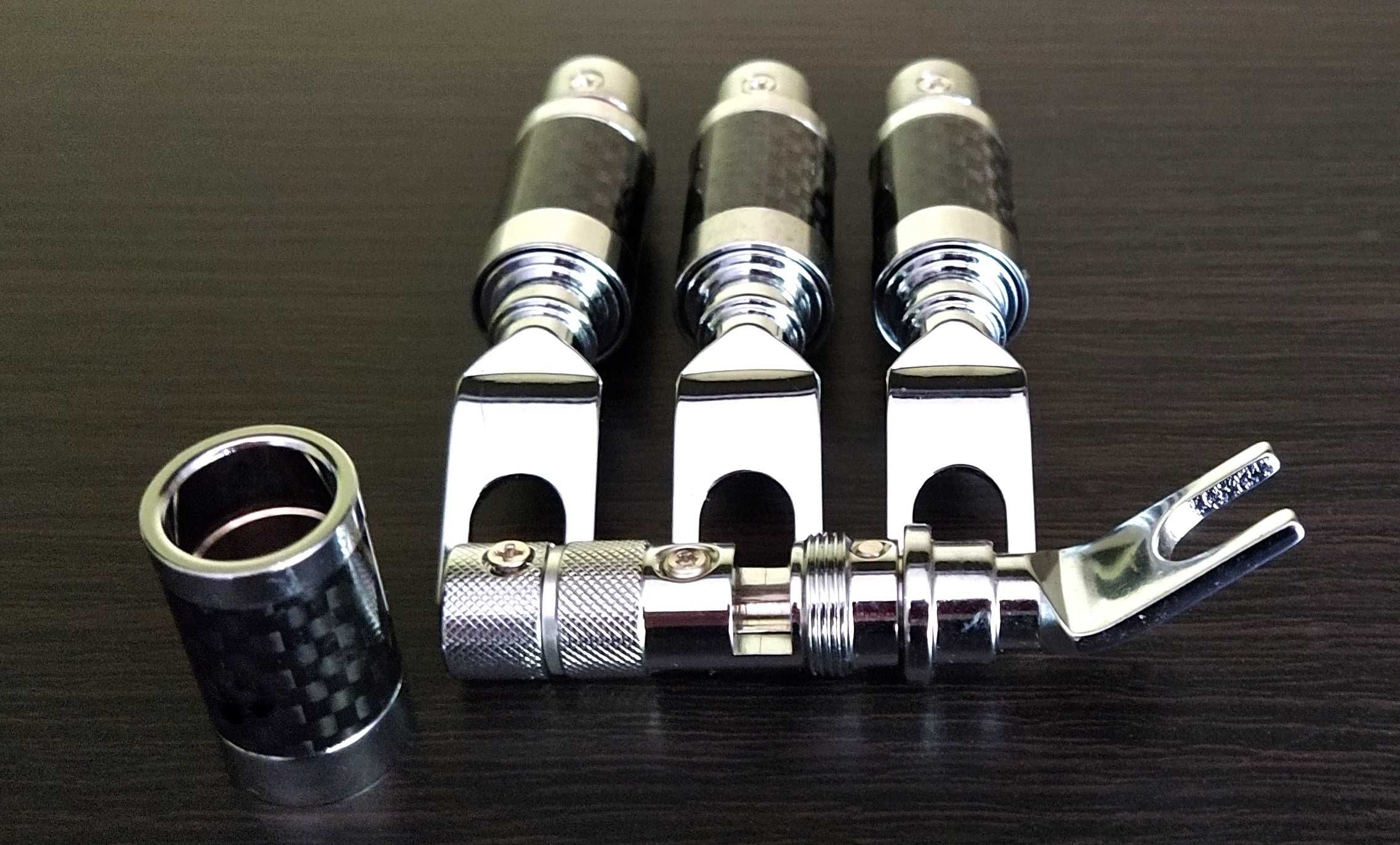 wtyki głośnikowe widełki Valab Rhodium Carbon