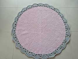 Dywan sznurek bawelninany 130 cm handmade różowy róż szary gratis