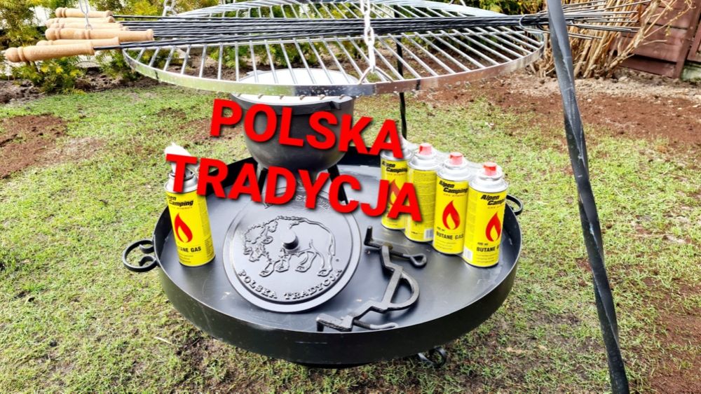 GRILL Ogrodowy TRÓJNÓG Ruszt Stal średnica 60 Bez Paleniska