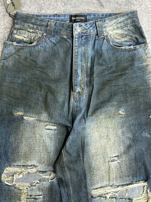 Джинси Balenciaga Cargo faded baggy opium archive синие джинсы сині