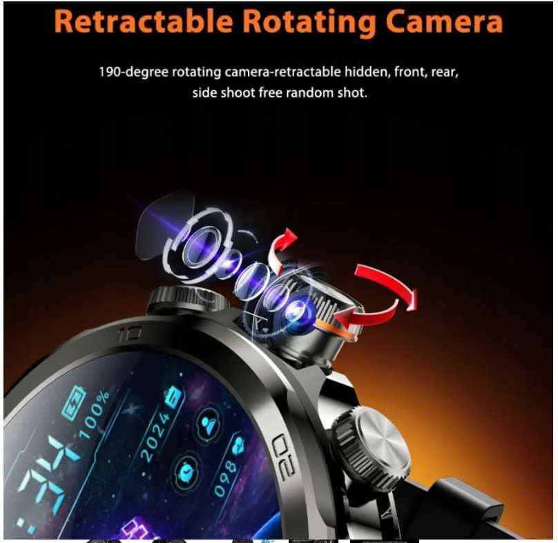 H19 Smart Watch 4G: Kamera 190°, AMOLED i Android 8.1 NFC ttst1448