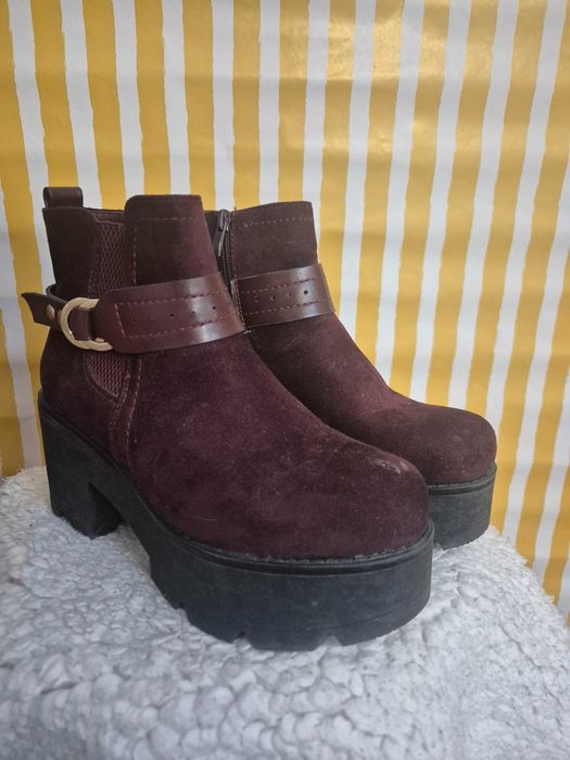 Botins plataforma burgundy vinho tinto tamanho 36