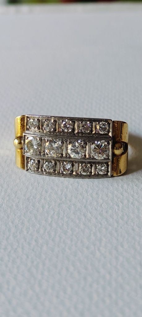 Pierścionek, złoto 14k, naturalne brylanty 1,25ct.