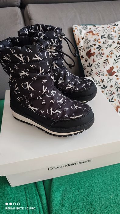 Buty śniegowce Calvin Klein logowane buty na zimę śnieg ciepłe