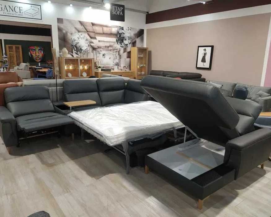 Narożnik z funkcją relax, spania skóra MIA Bydgoskie Meble Promocja