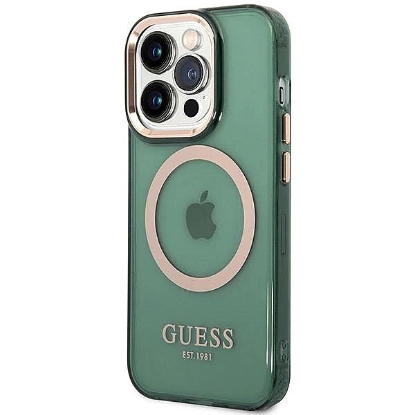 Etui Guess Gold Outline Translucent MagSafe na iPhone 14 Pro Max - zie