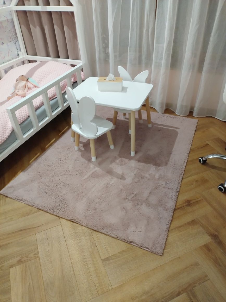 Dywan rabbit plusz 120x160 brudny róż Multi-Decor dla dziewczynki