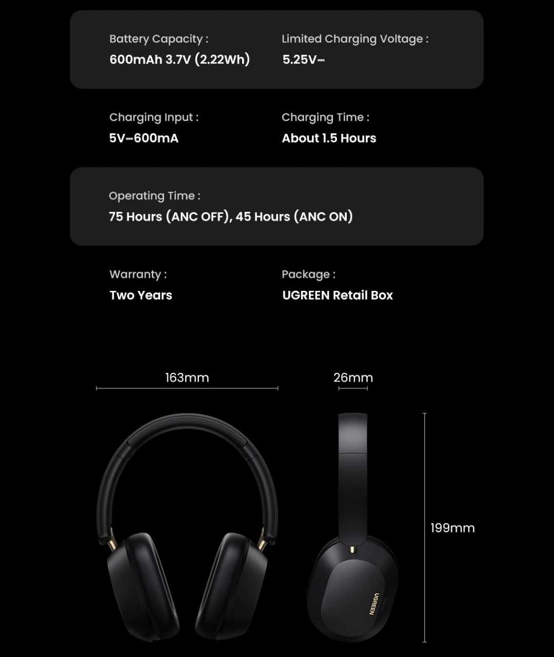 Навушники UGREEN HiTune Max5c Hi-Res LDAC ANC BT 5.4