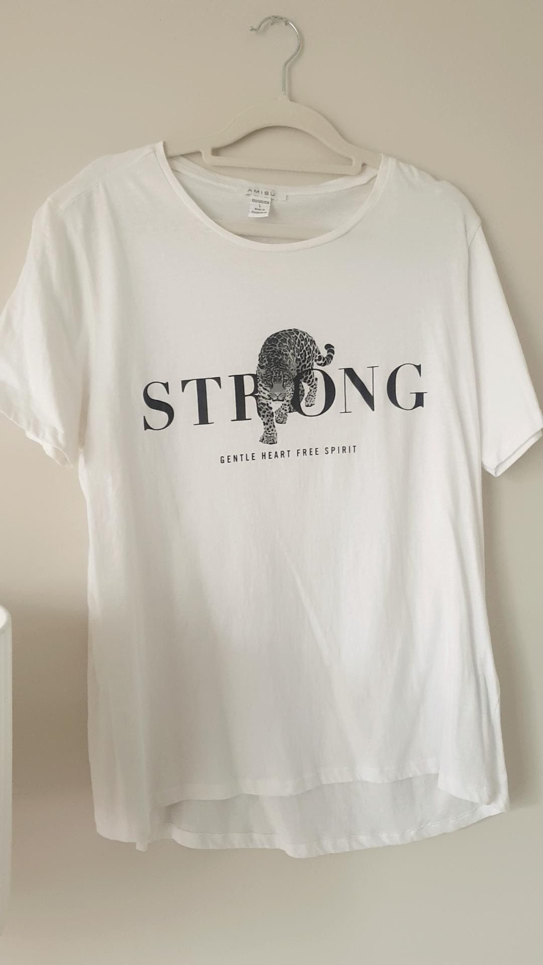 Biała bluzka koszulka t-shirt New Yorker 40 L z napisem hit wyprzedaż