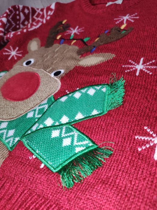 Новий новорічний светр світи теплий червоний олень унісекс f&f