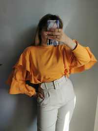 Pomarańczowa bluza z falbankami oversize Zara M 38 L 40 orange blouse