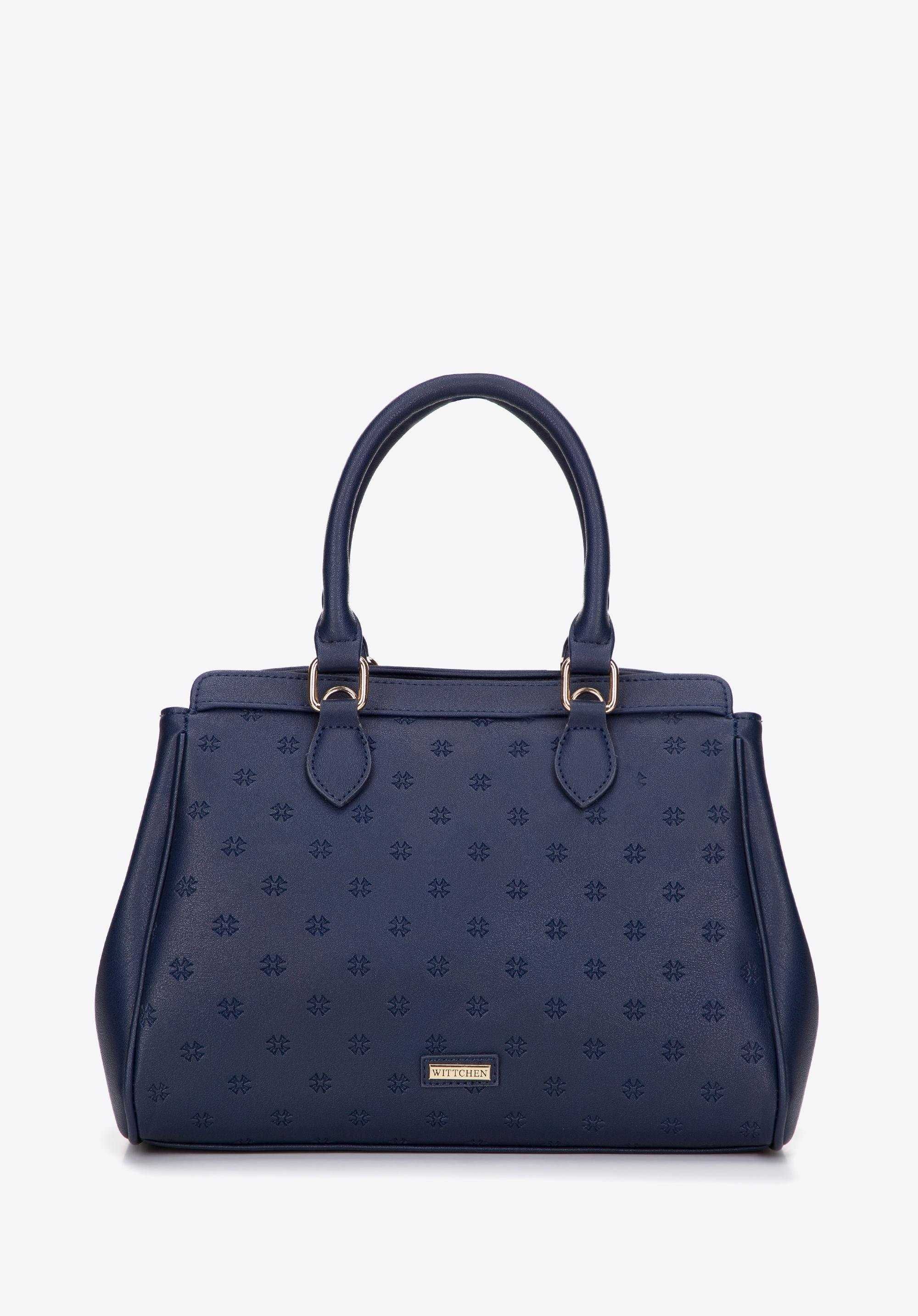 ZARA LUKSUSOWA Torebka z monogramem granatowa