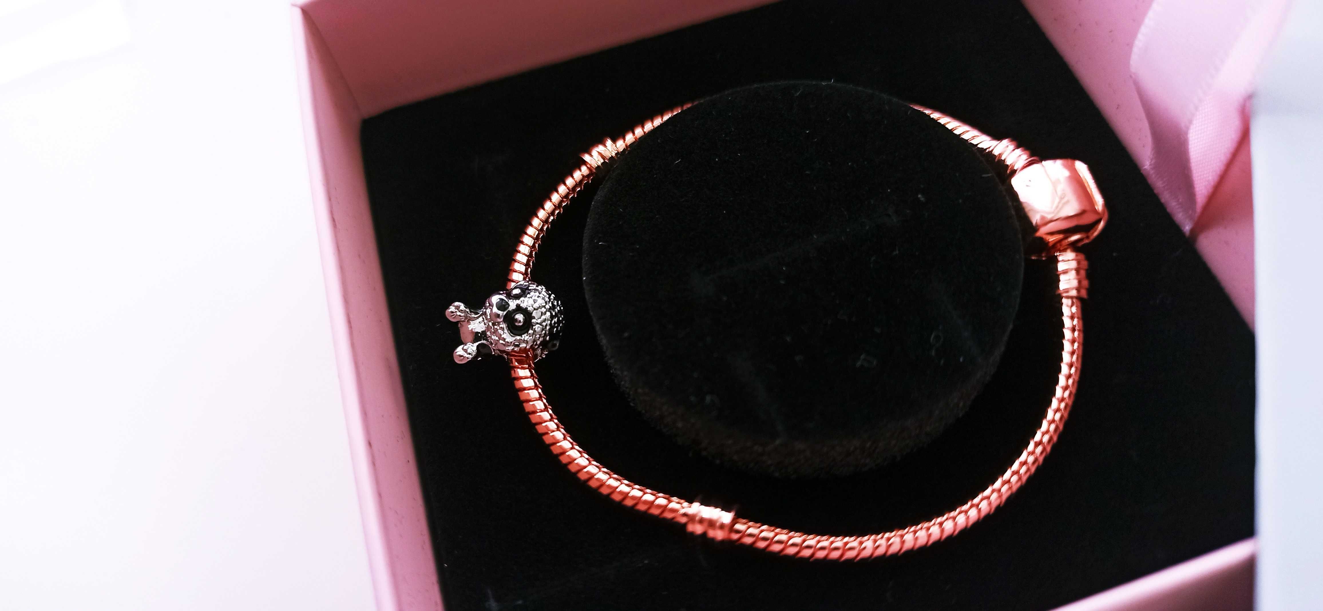 Bransoletka Modułowa ROSEGOLD • Zawieszka, Charms Urocza Lśniąca Panda