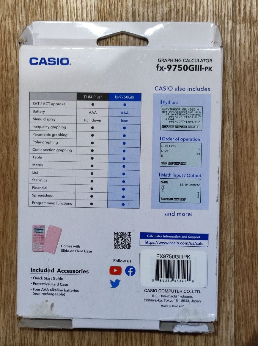 Графічний калькулятор Casio fx-9750GIII - рожевий
