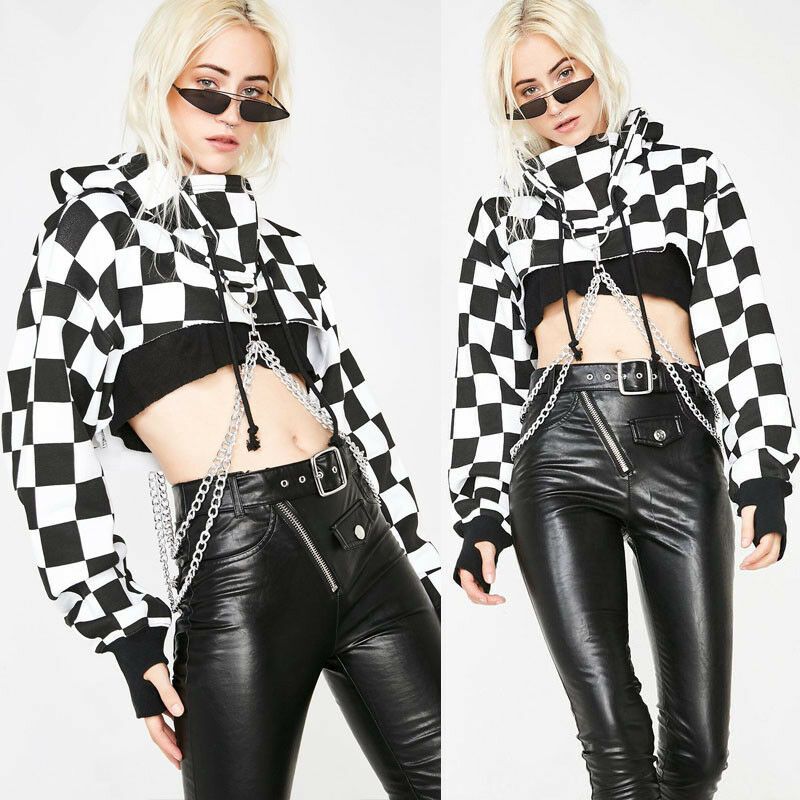 Stylowa Krótka Bluza z Łańcuszkami Punk HIP HOP Goth - XL