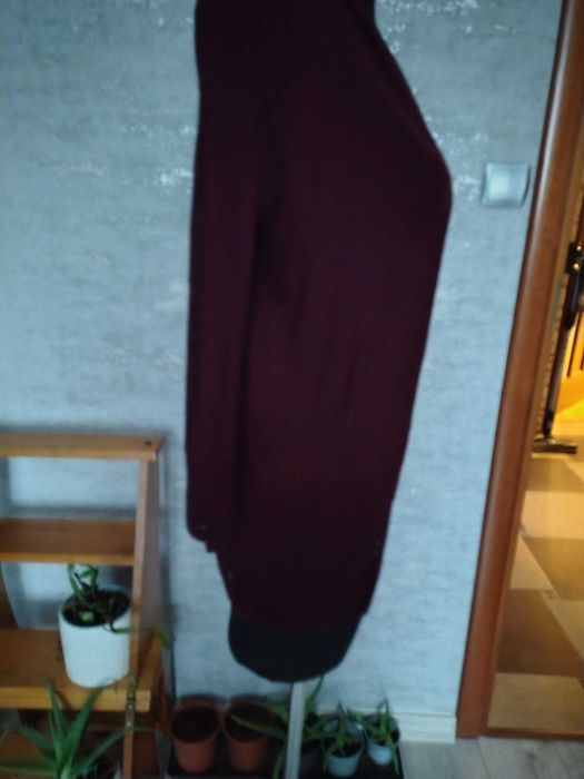 Kardigan bordowy pół ażurowy 36