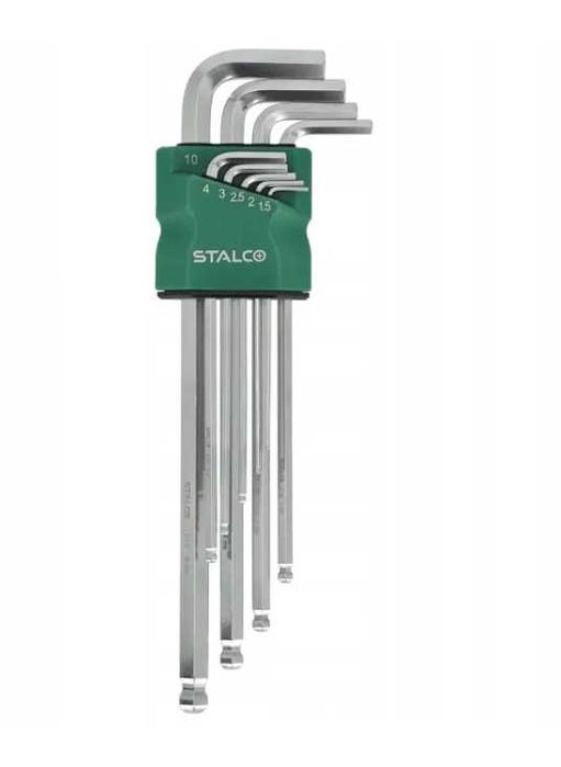 Klucze sześciokątne imbusy z kulką długie CrV zestaw 9el . STALCO