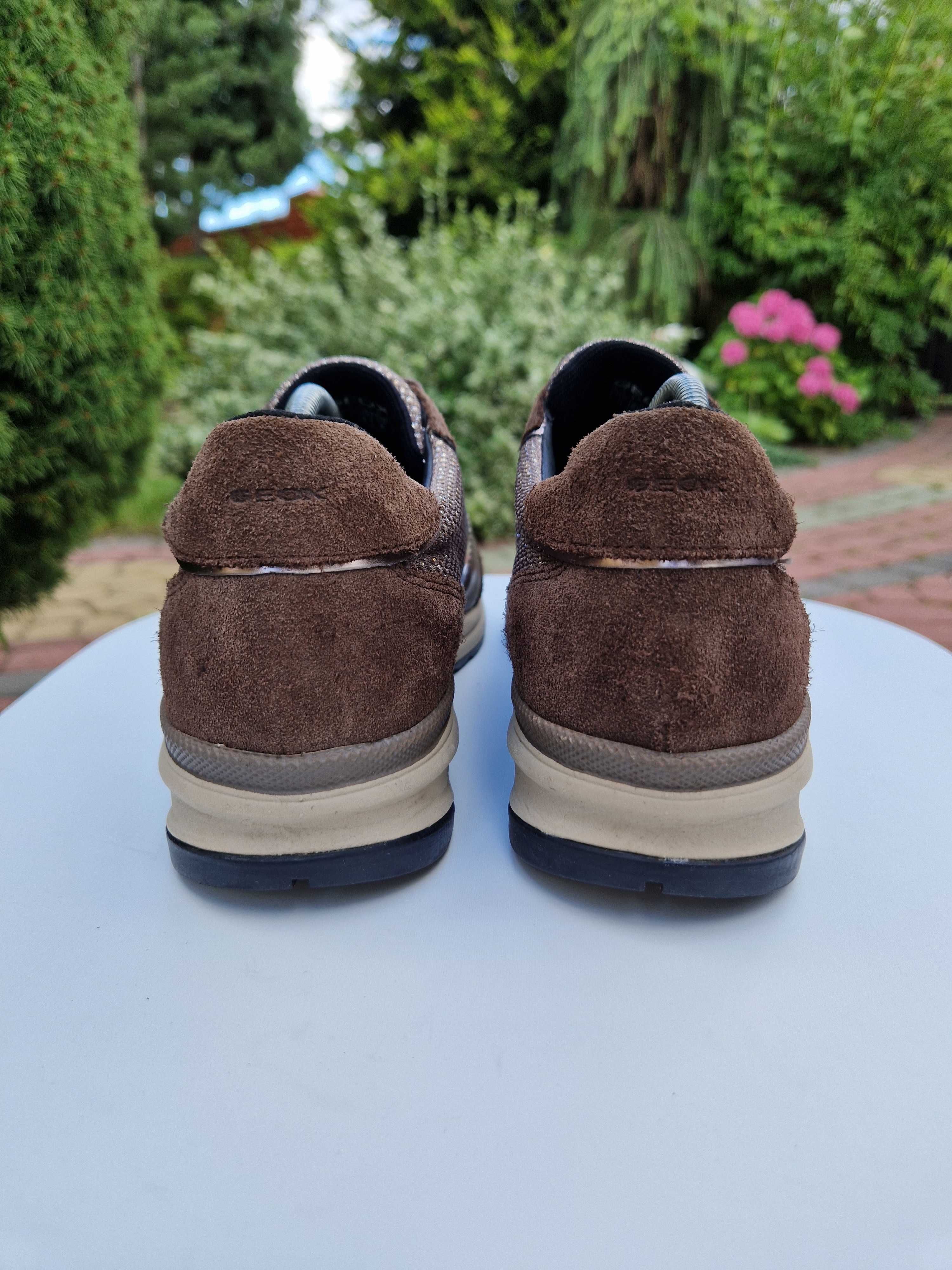 Geox Respira skórzane brązowe buty damskie rozmiar 38 (25 cm)