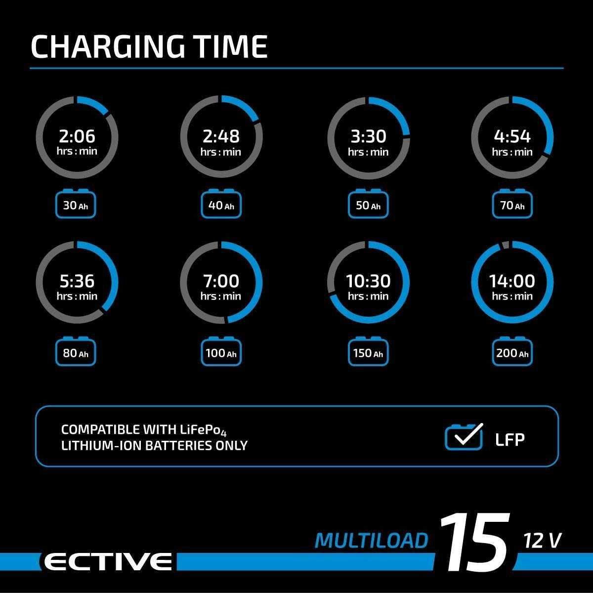 Смарт Зарядній пристрій Ective для 12V батареї LiFePO4.