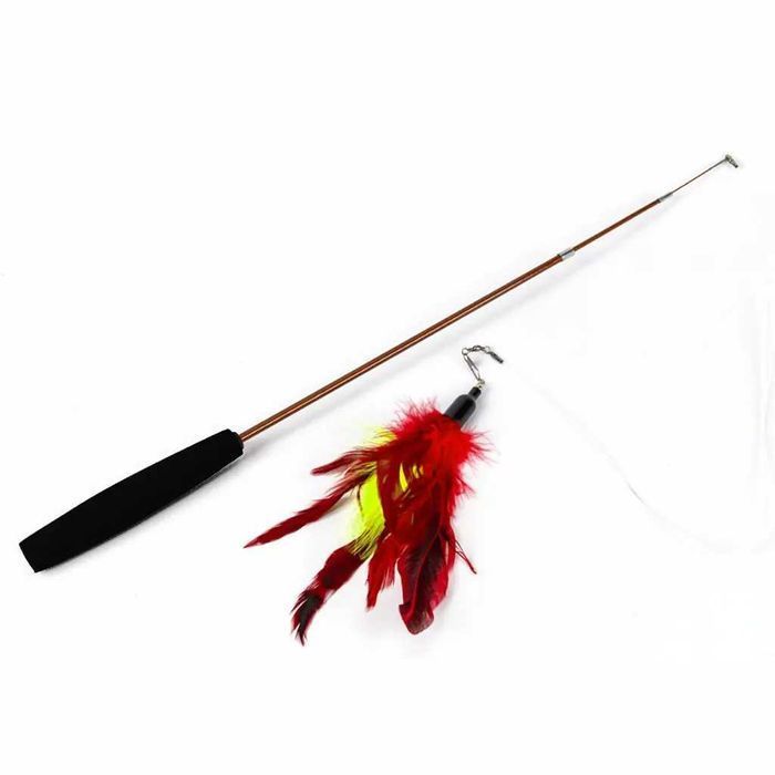 zabawka dla kota wędka dla kota teleskopowa z piórami