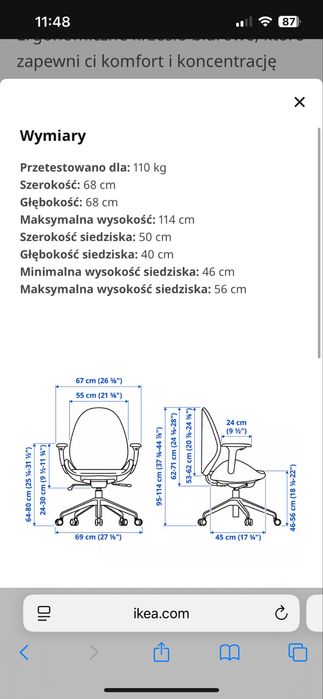 Krzesło biurowe Gunnared szare białe HATTEFJÄLL Ikea