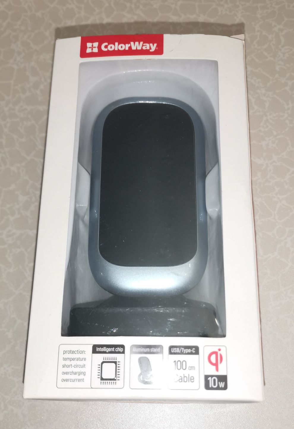 Беспроводная зарядка ColorWay Wireless Stand Blue., чит. описание