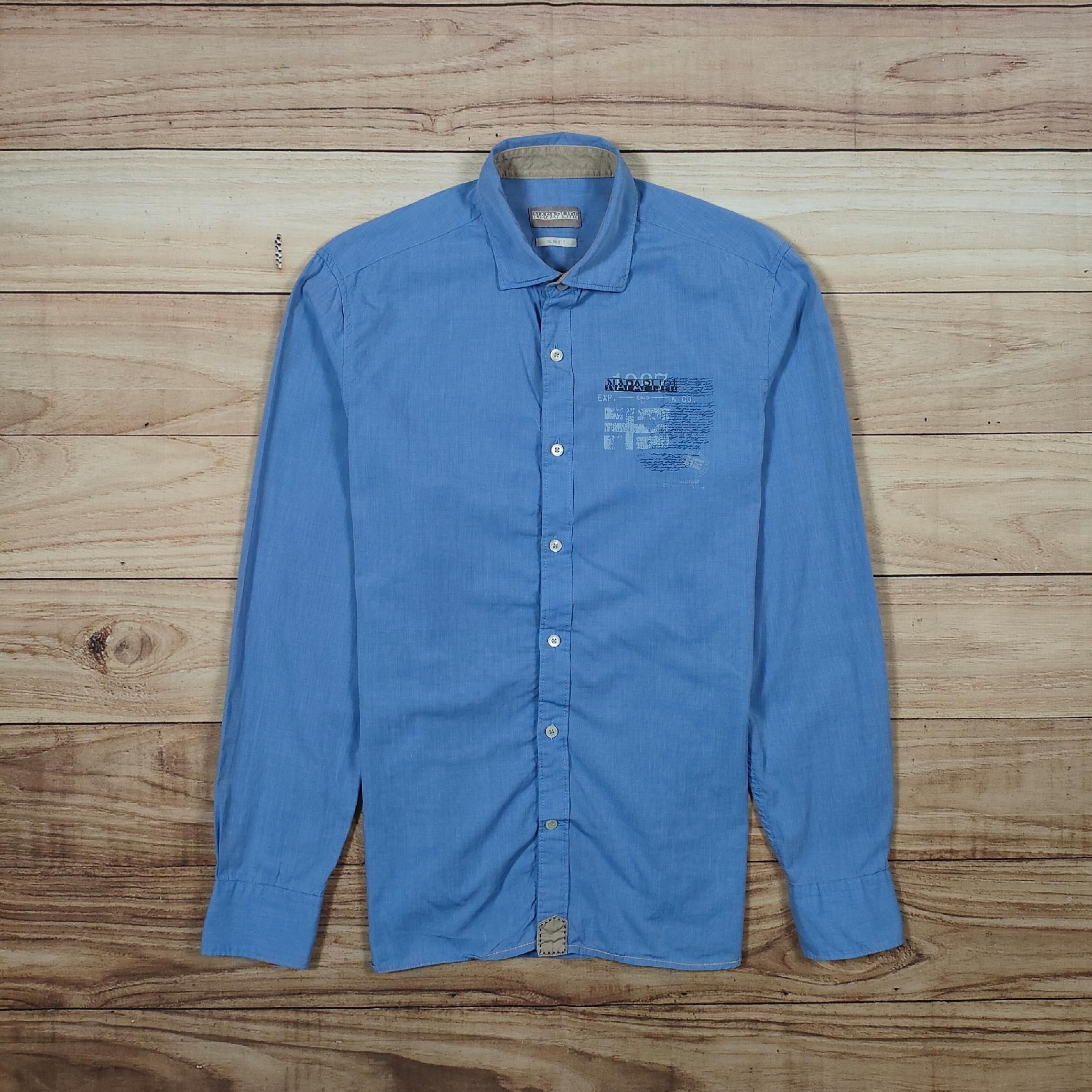 NAPAPIJRI Koszula Niebieska Slim Fit Męska Logowana r. L