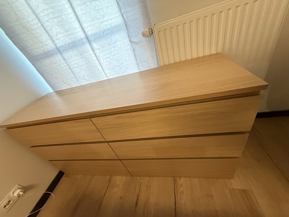 Komoda malm ikea 6 szuflad dąb