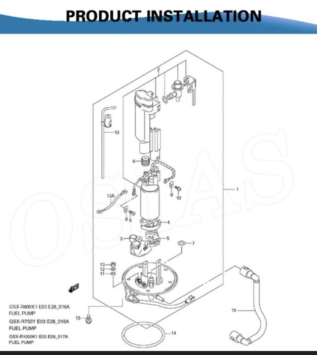 Топливный фильтр  для мотоциклов  Suzuki.