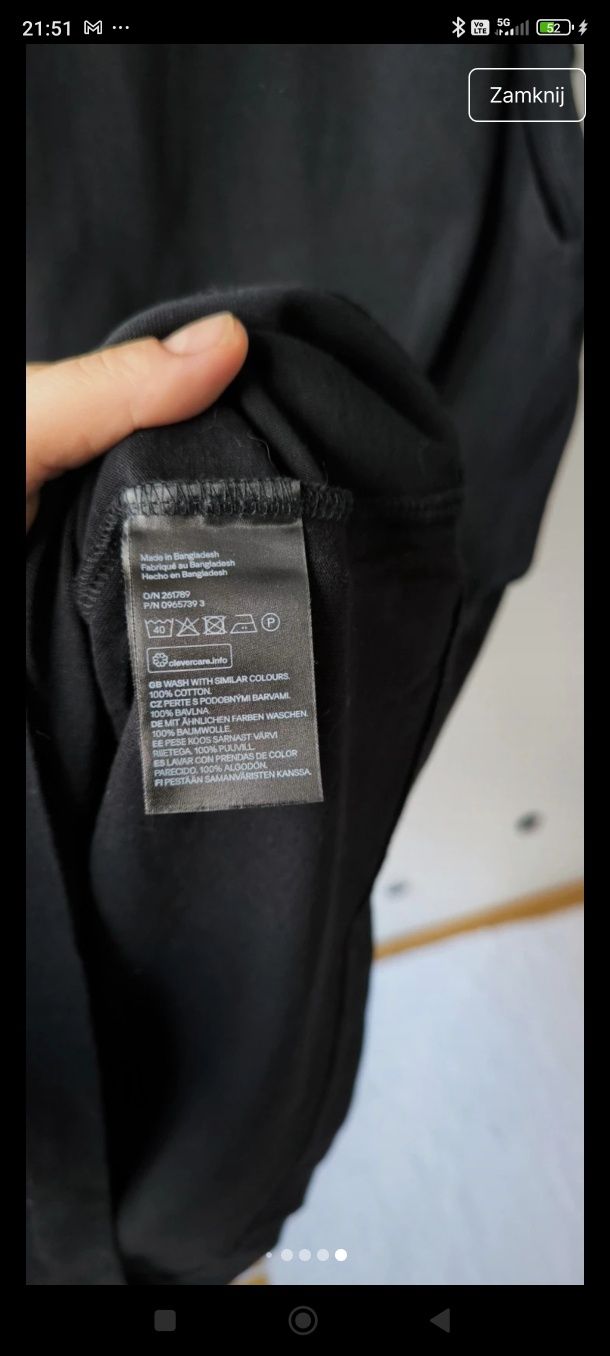 L/XL bawełniana czarna długa koszulka bez rękawów top bluzeczka