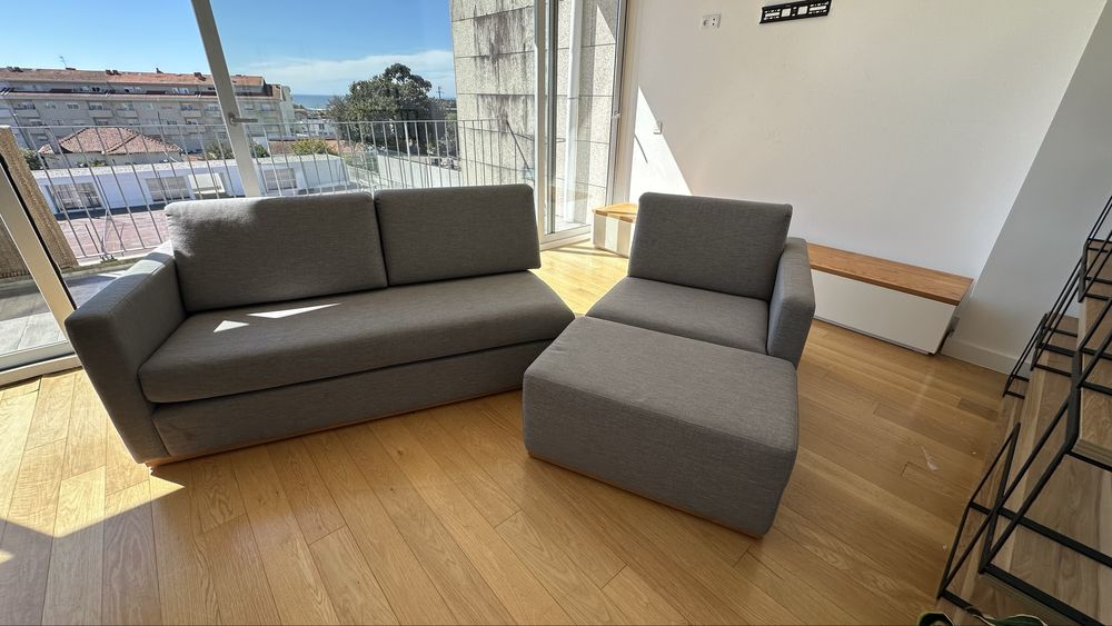 Sofá Modular Completo (3 Lugares + Poltrona + Puff) – Oportunidade!