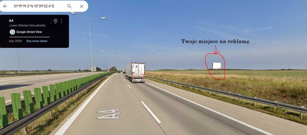 Miejsce na reklamę billboard tablica przy autostradzie A4
