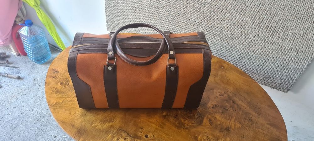 Torba podręczna skórzana vintage PRL