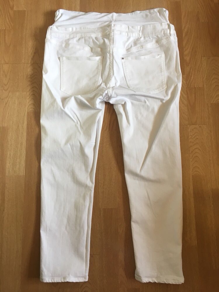 Spodnie jeansy rurki ciążowe białe H&M 46/48 stan idealny