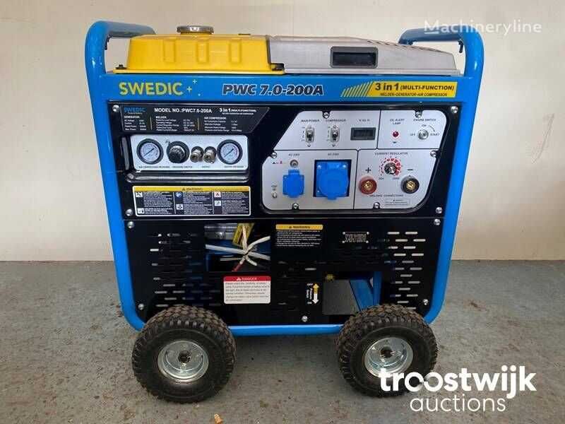 GENERATOR jednofazowy 5,5 kW benzynowy + Sprężarka + Spawarka 200A