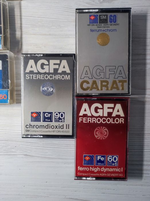 Аудіокасети Agfa F-DX 1S, LNX, HR-S, Fe 1