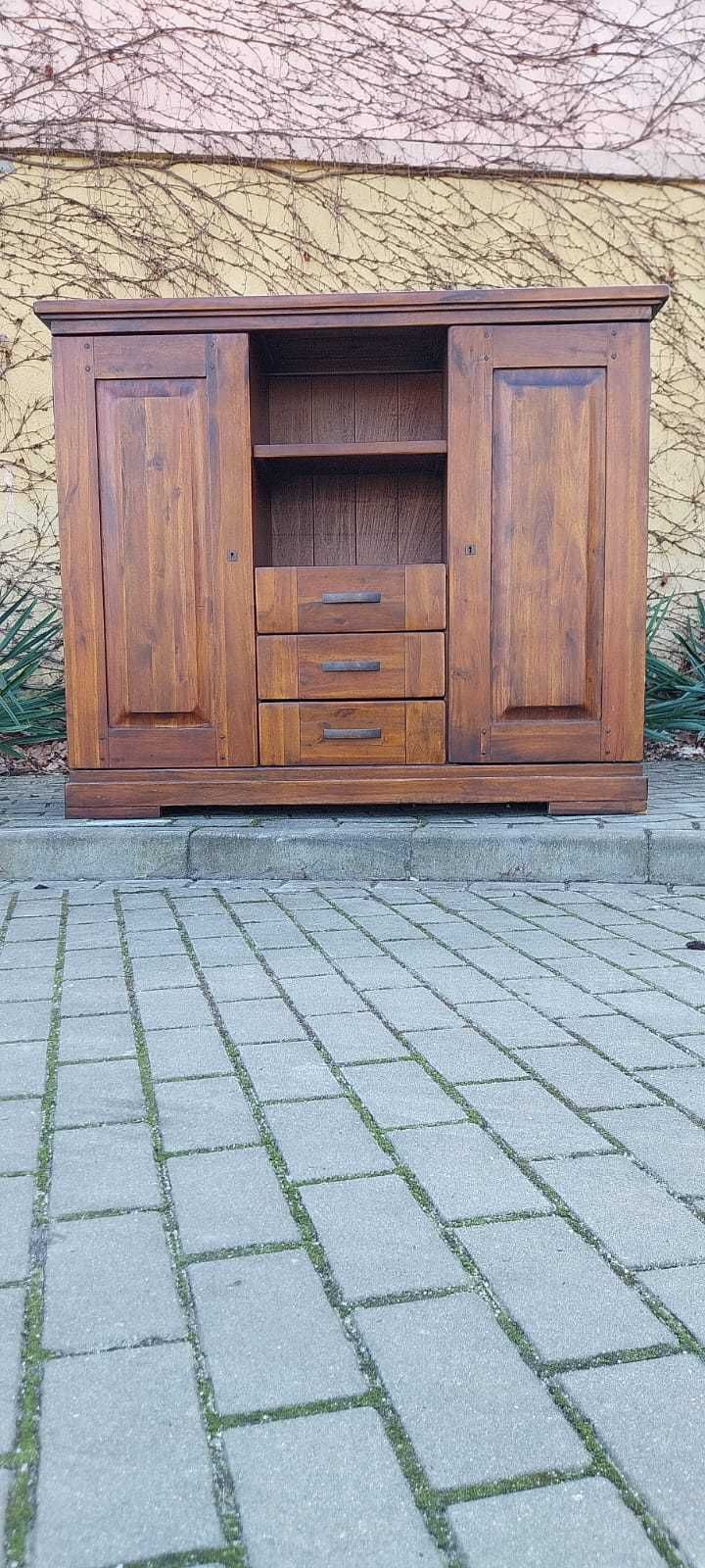 Komoda drewniana kolonialna masywna wysoka highboard